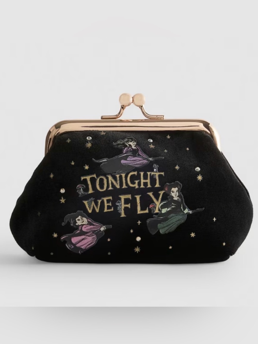 Primark x Disney Hocus Pocus “Tonight We Fly” Black Velvet Kiss-Lock Clutch